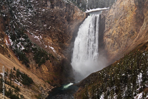 Lower Falls in Grand Canyon of Yellowstone National Park in Wyoming in the USA 