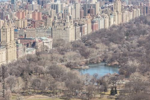 Panoramic elevated view of Central Park and Upper West Side in Winter. Manhattan, New York City, USA photo