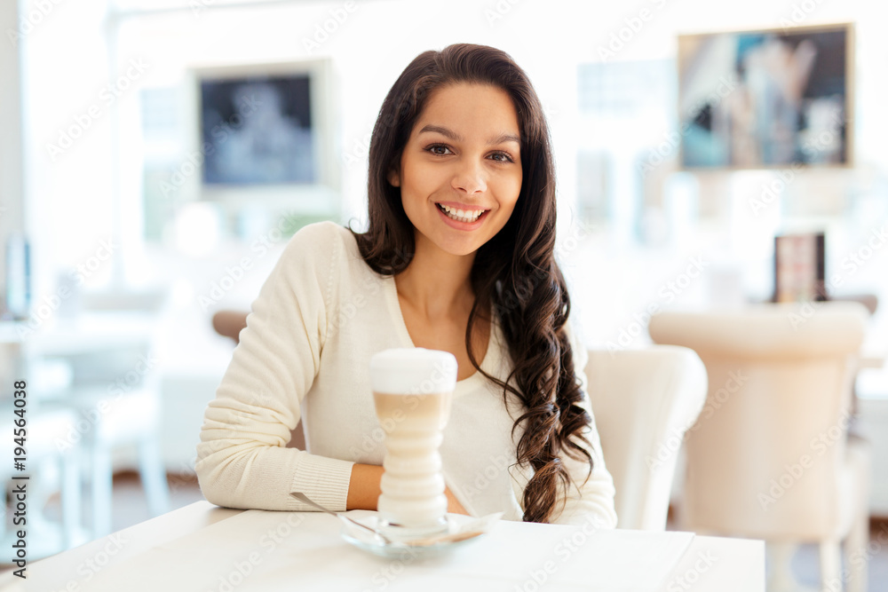 Glamorous lady drinking coffee Glamorous lady drinking coffee