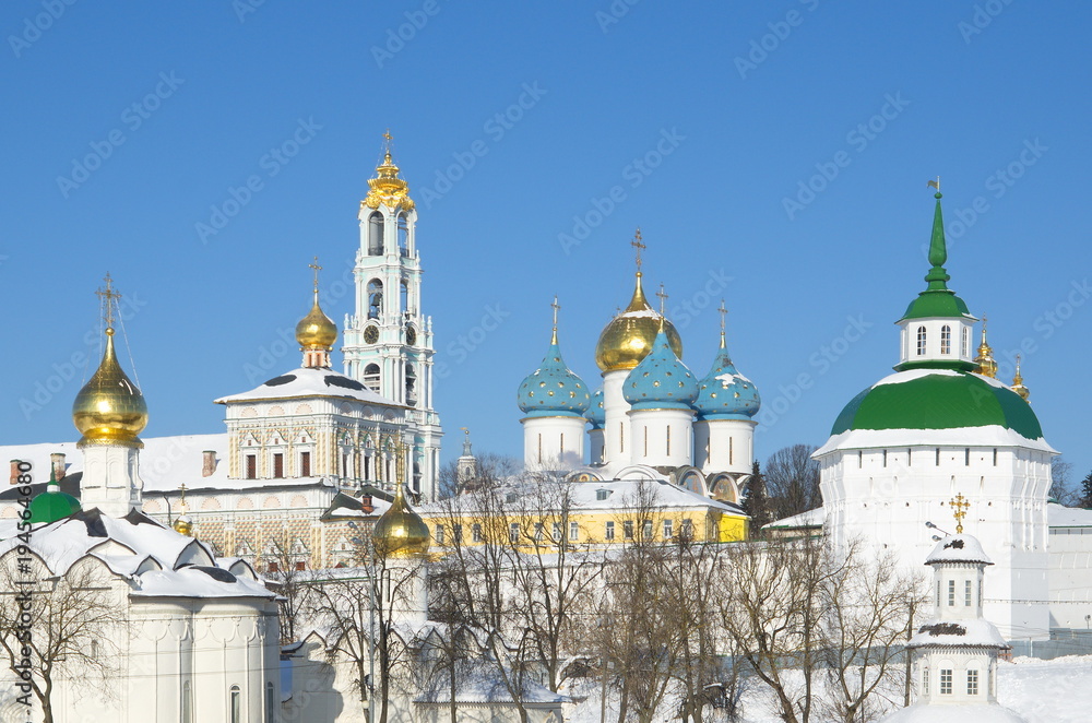 The Architectural Ensemble of the Trinity Sergius Lavra in Sergiev Posad. Popular touristic landmark, Moscow region, Russia