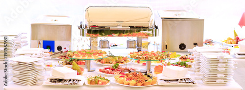 Fotografie catering table set service with silverware