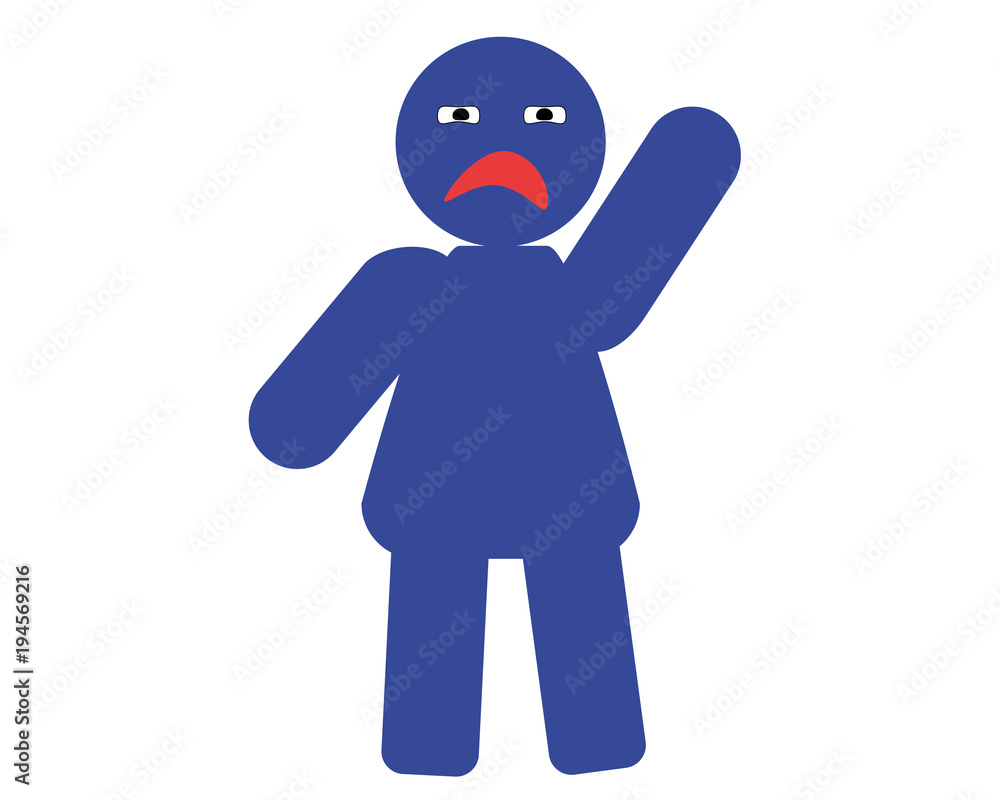 blue guy, angry