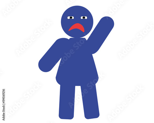 blue guy, angry