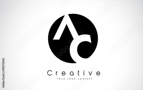 AC Letter Logo Design inside a Black Circle