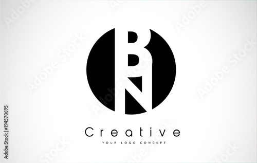 BN Letter Logo Design inside a Black Circle