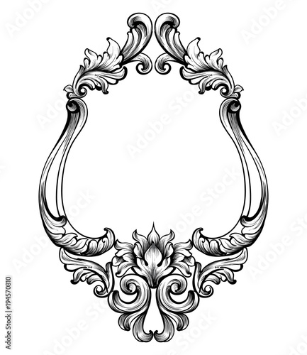Baroque frame decor Vector. Detailed rich ornament vector illustration graphic line arts