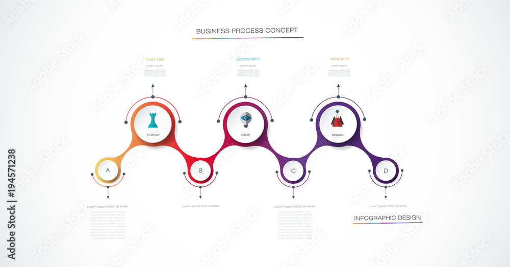 Vector infographics timeline design template with 3D paper label ...
