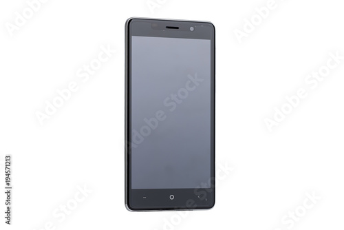 Black screen of smartphone isolated on white background