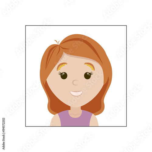 The girl's lovely face with an example of using a mask to remove unwanted hair under the eyebrows.