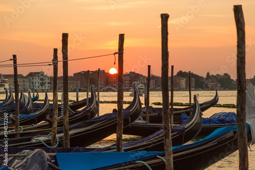 Gondolas and big ship in  Grand Canal on sunrise, Venice, Italy © Igor Dmitriev