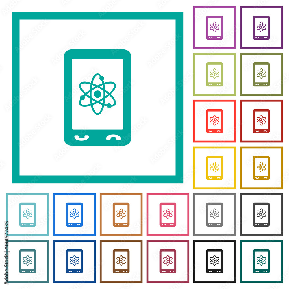 Mobile science flat color icons with quadrant frames Mobile science flat color icons with quadrant frames