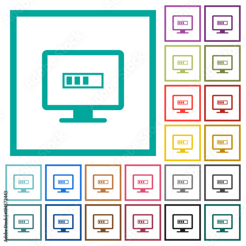Operation in progress flat color icons with quadrant frames