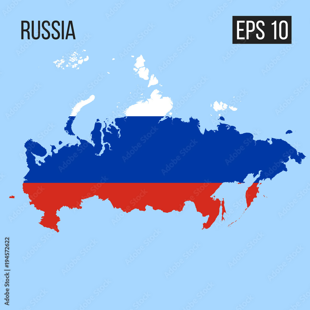 Obraz premium Russia map border with flag vector EPS10