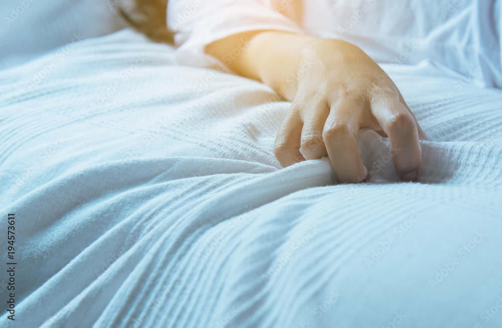 Close up of hand woman sign orgasm,Finger female pulling white bedsheet,Concept of sexual relations Stock Photo Adobe Stock