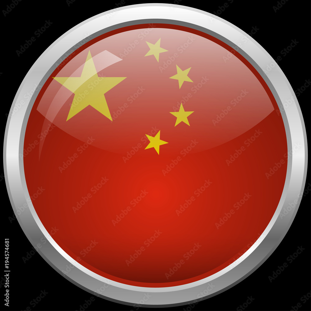 Chinese flag glass button vector illustration Chinese flag glass button vector illustration
