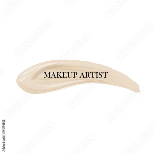 Makeup design template logo for makeup artist. Cosmetic Logo concept of liquid foundation smear strokes. Elegant vector template Business card