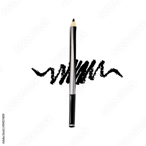 Vector pencil eyebrow with tracing line stroke. Black eye pencil or eyeliner or magnificent eyebrows. Stroke Line Isolated on White Background