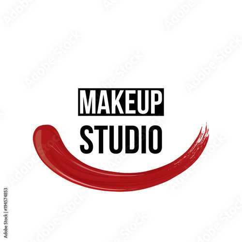 Makeup studio logo design template. Vector logotype layout. Fashion design of emblem for stylist. Design of logotype and business card