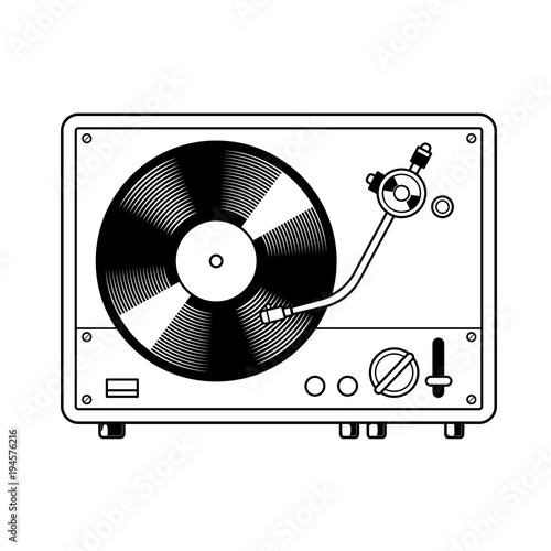 Record player turntable coloring book vector