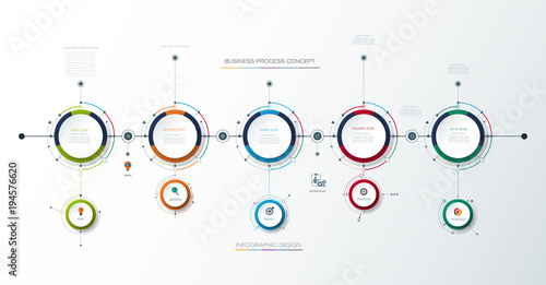 Vector infographics timeline design template with 3D paper label, integrated circles background.Time line infographic for content, business, info graph, flowchart, diagram, steps process