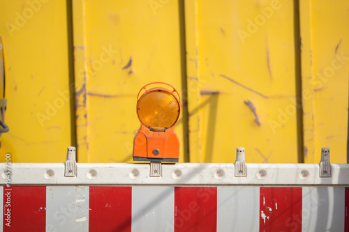 A barrier with reflector at a construction site