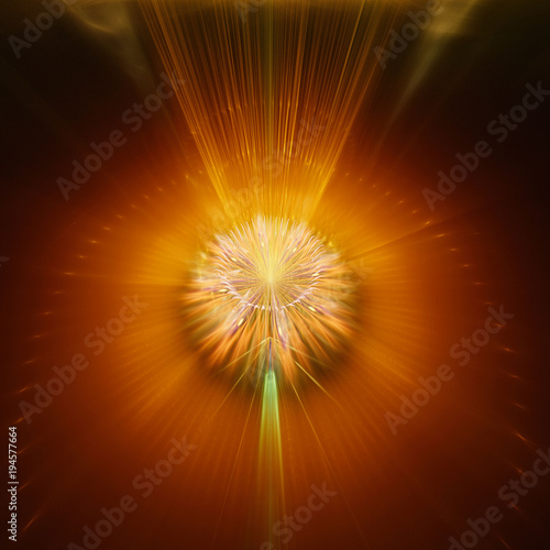Magic Lights. Exotic flower. 3D surreal illustration. Sacred geometry. Mysterious psychedelic relaxation pattern. Fractal abstract texture. Digital artwork graphic astrology magic  