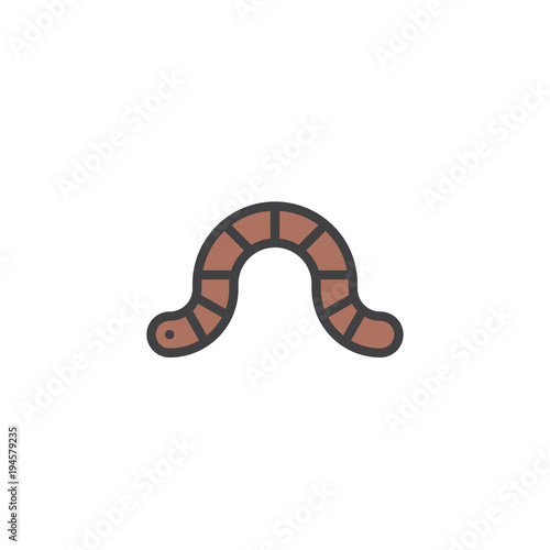 Worm filled outline icon, line vector sign, linear colorful pictogram isolated on white. Caterpillar symbol, logo illustration. Pixel perfect vector graphics