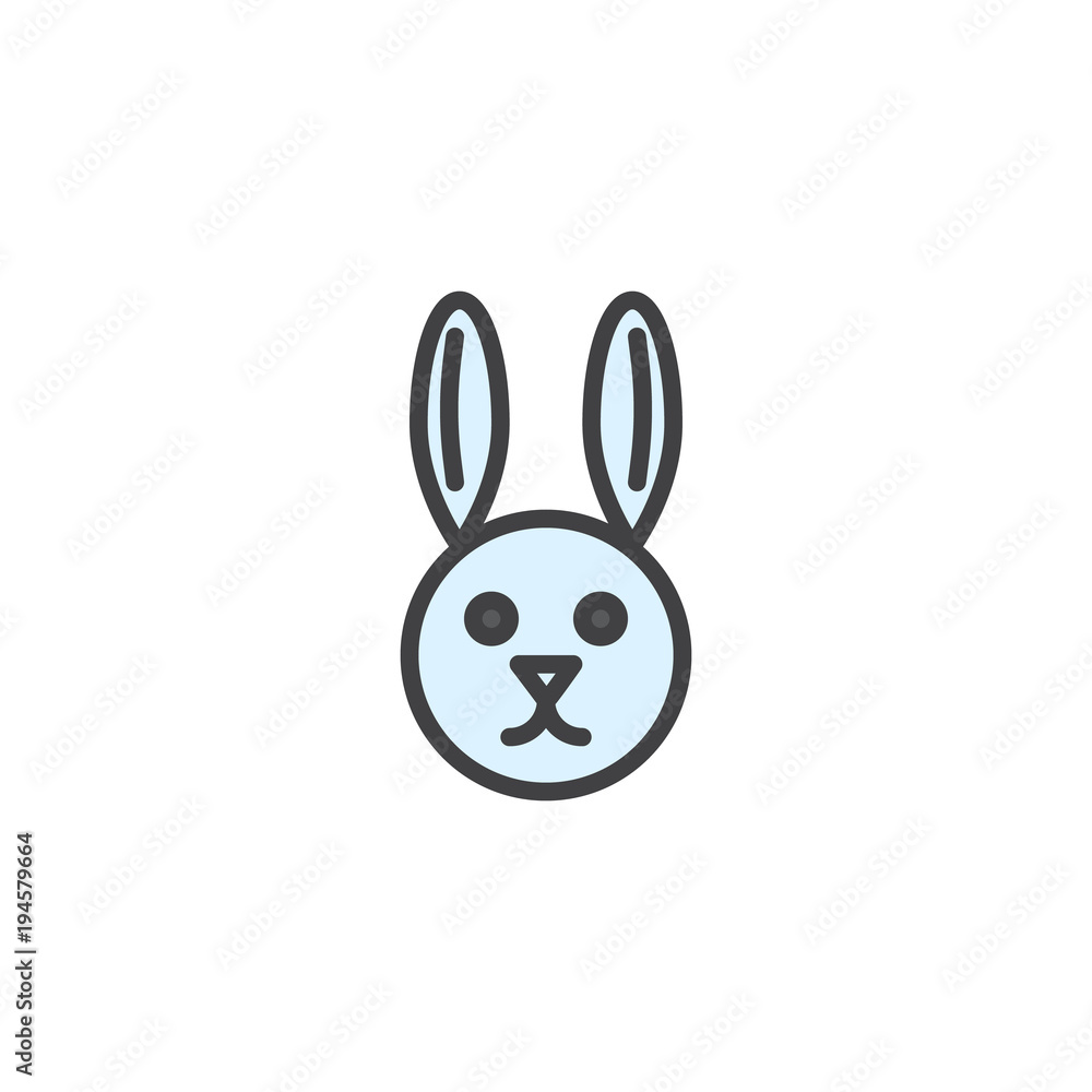 Rabbit animal filled outline icon, line vector sign, linear colorful pictogram isolated on white. Hare head symbol, logo illustration. Pixel perfect vector graphics Rabbit animal filled outline icon, line vector sign, linear colorful pictogram isolated on white. Hare head symbol, logo illustration. Pixel perfect vector graphics