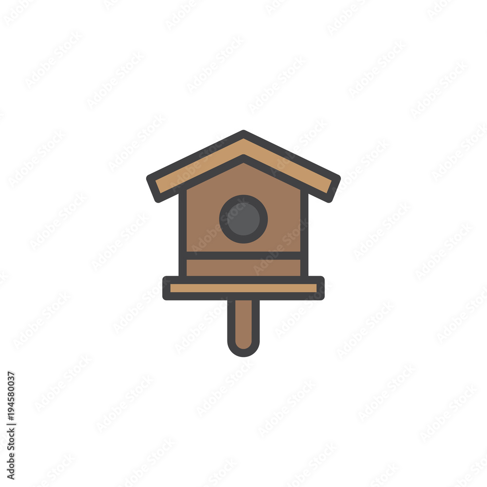 Birdhouse filled outline icon, line vector sign, linear colorful pictogram isolated on white. Nesting box symbol, logo illustration. Pixel perfect vector graphics Birdhouse filled outline icon, line vector sign, linear colorful pictogram isolated on white. Nesting box symbol, logo illustration. Pixel perfect vector graphics