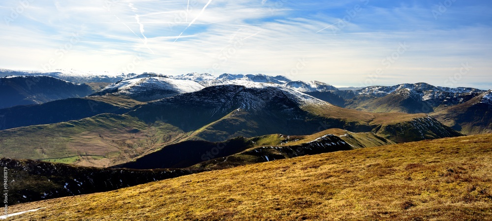 The ridges and valleys of the Cumbrian Mountains