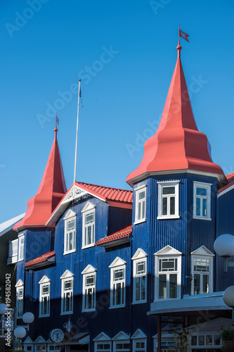 Photography Blue house in Akureyri in Iceland