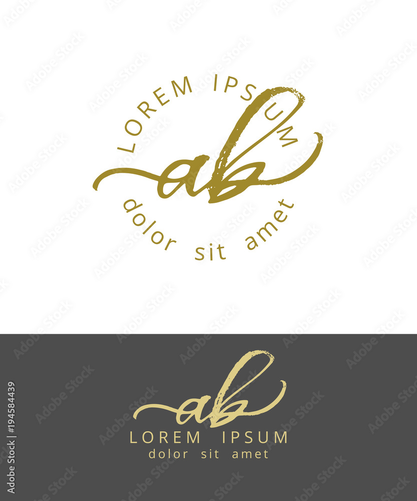 A B. Initials Monogram Logo Design. Dry Brush Calligraphy Artwork
