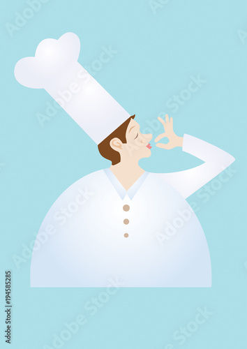 A chef  cartoon character  a perfect hand gesture (ID: 194585285)
