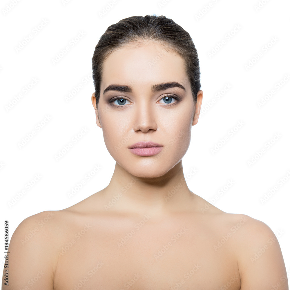 Beautiful Young Woman Touching Her Face With Palms. Beauty Female Portrait. Antiaging, Skincare, Beauty Treatment. Healthcare Concept. Beautiful Young Woman Touching Her Face With Palms. Beauty Female Portrait. Antiaging, Skincare, Beauty Treatment. Healthcare Concept.