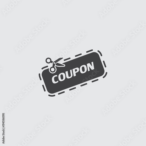 Discount Coupon Icon in a flat design in a black color