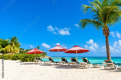 Dover Beach - tropical beach on the Caribbean island of Barbados. It is a paradise destination with a white sand beach and turquoiuse sea.