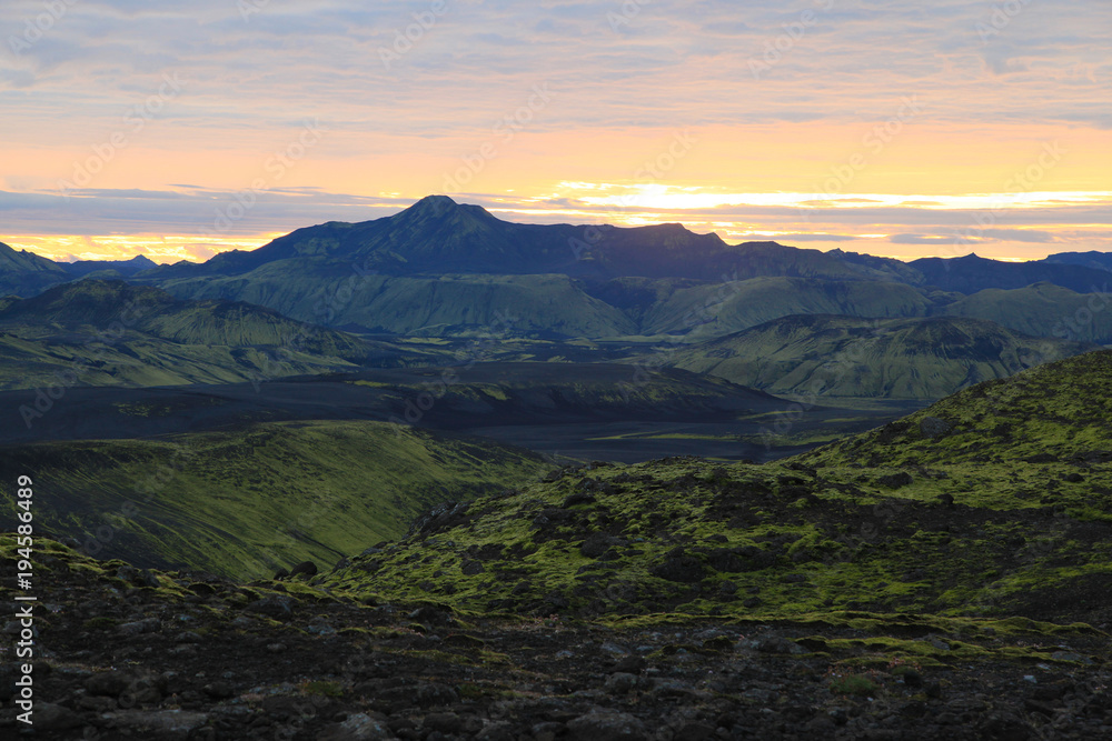 Fototapeta premium Sunset on Lakagigar in Iceland