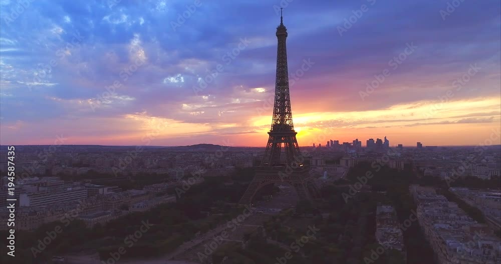 Eiffel tower aerial Paris sunset 3