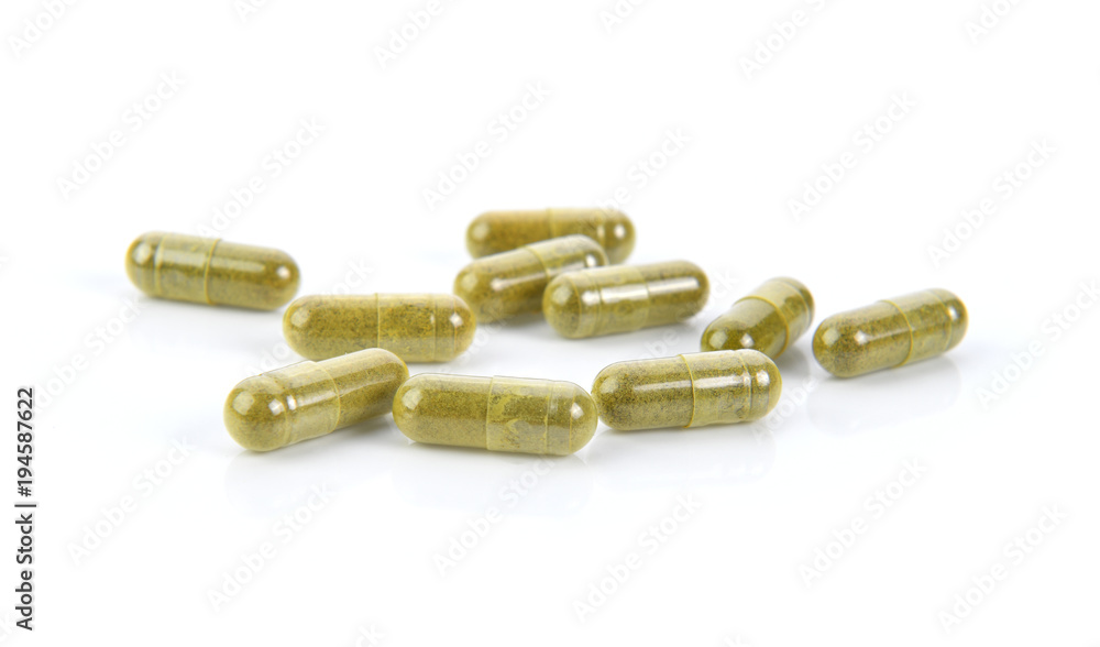 Herbal Capsules on white background Herbal Capsules on white background