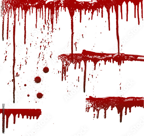 collection various blood or paint splatters,Halloween concept	 photo