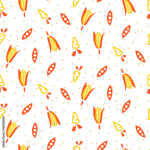 Harvest vegetables seamless vector pattern.