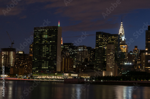 Skyline of the east side of midtown Manhattan at night