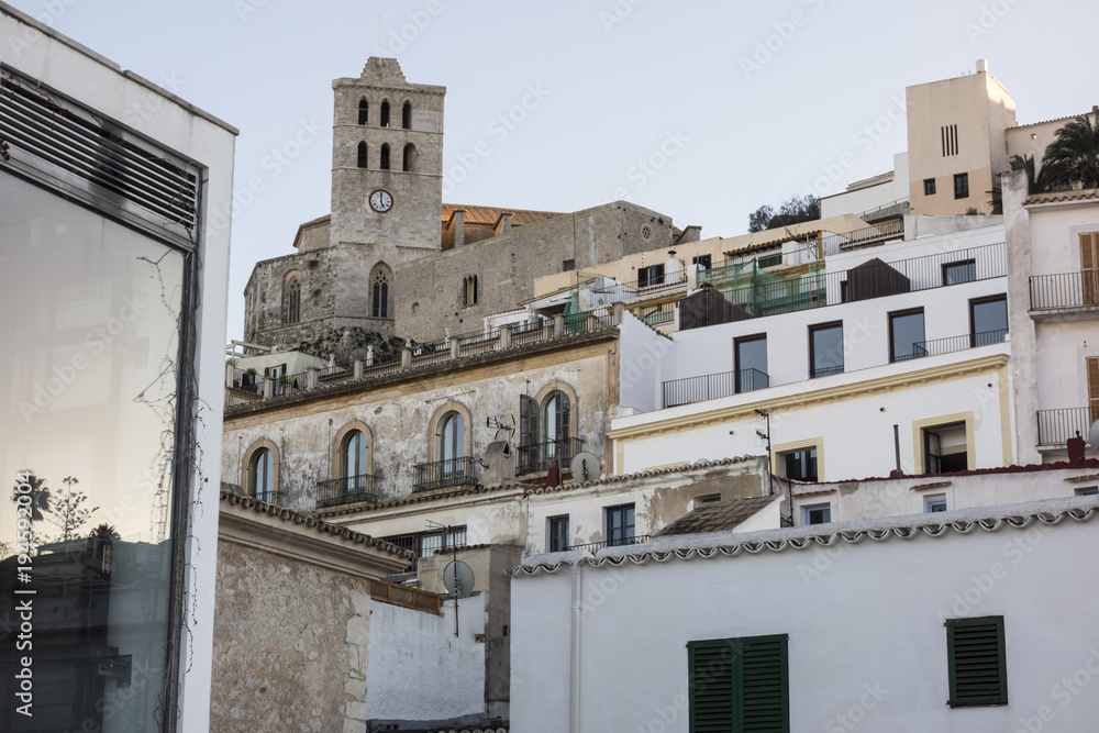 Historic area, Dalt Vila, fortified upped town,UNESCO world heritage site. Ibiza, Spain.