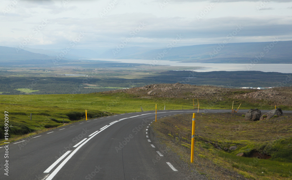 Icelandic road with clouds