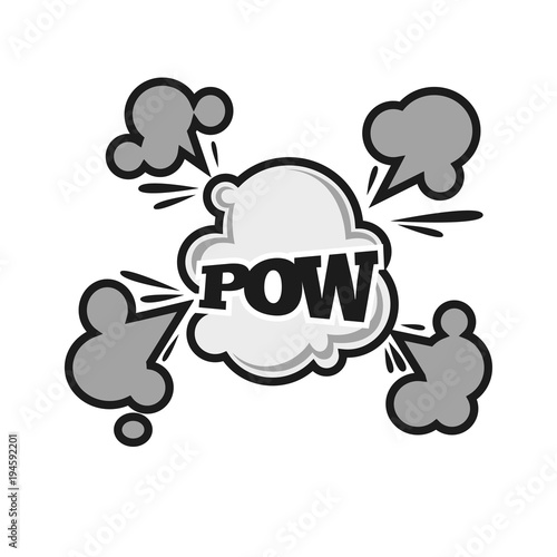 Pow comic bubble sound balst cloud vector cartoon flat text icon