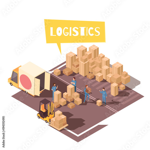 Freight Sorting Isometric Composition