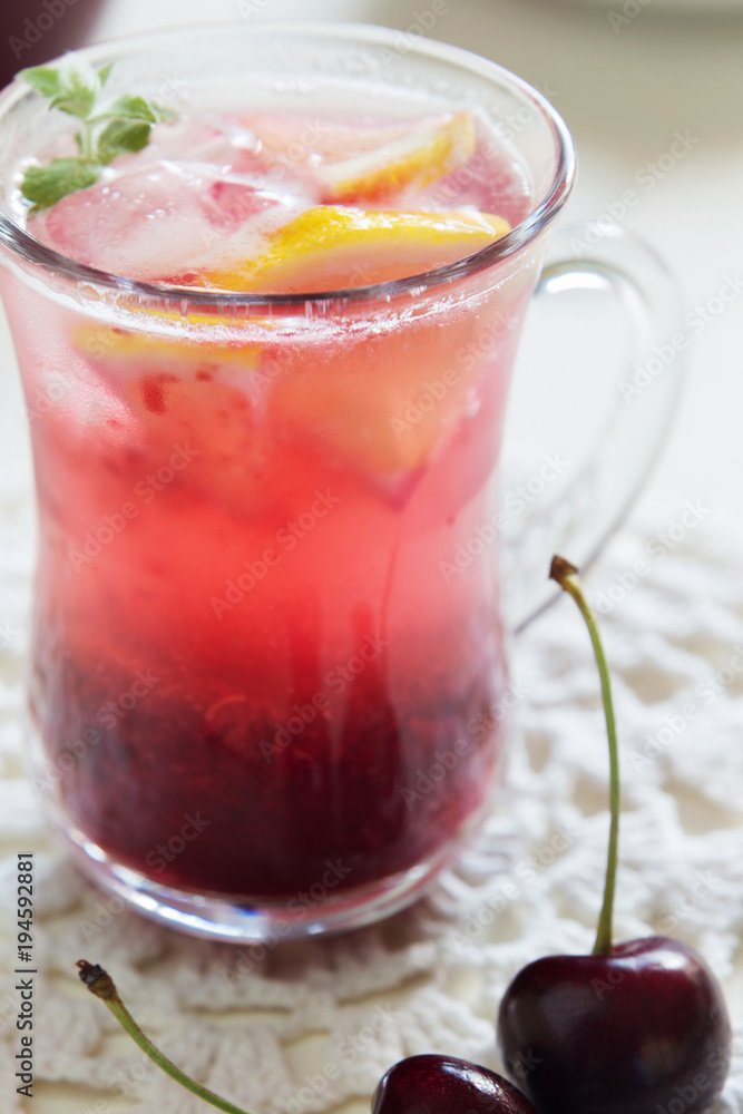 custom made wallpaper toronto digitalHomemade cherry lemonade in glasses close up