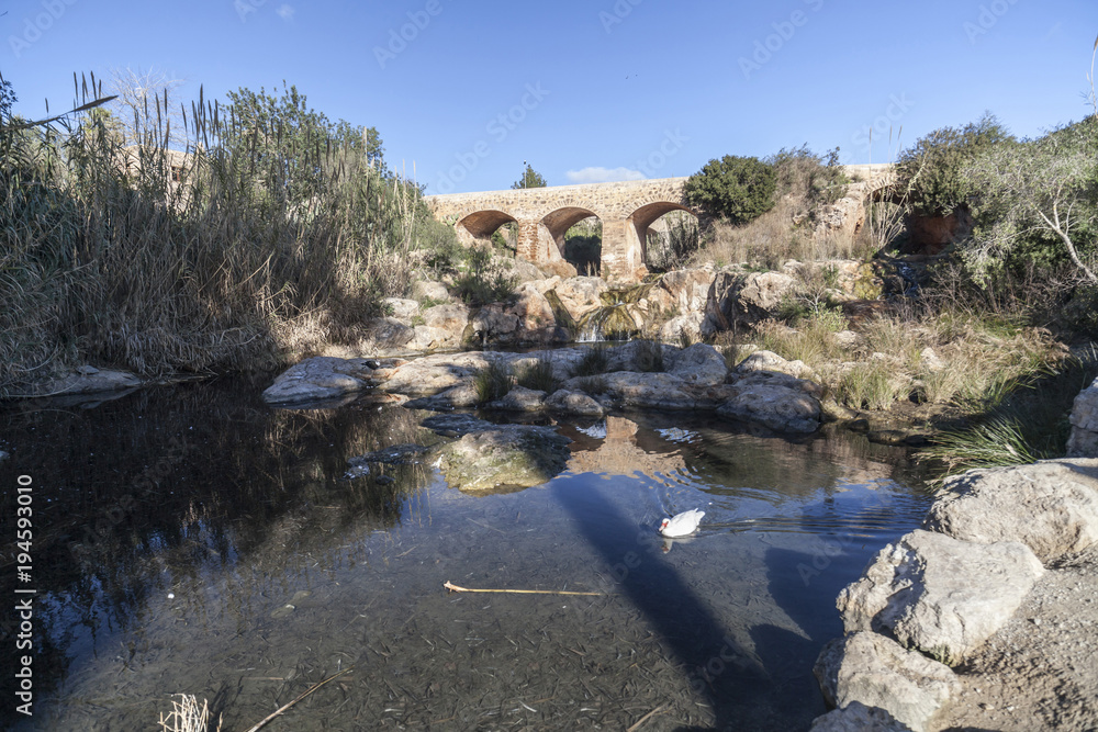 River view, the only river on the island.Santa Eularia des Riu, Ibiza, Spain.