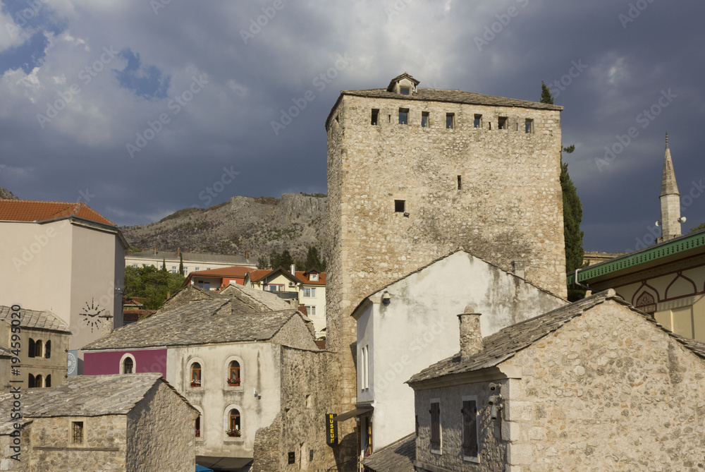 Ancient buildings in Mostar city