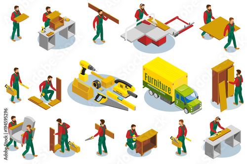 Furniture Makers Isometric Icons